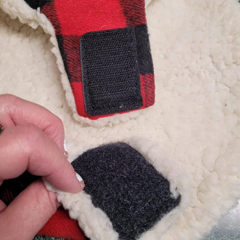 Woof Red and Black Checkered Cozy Doggie Jacket Size Small